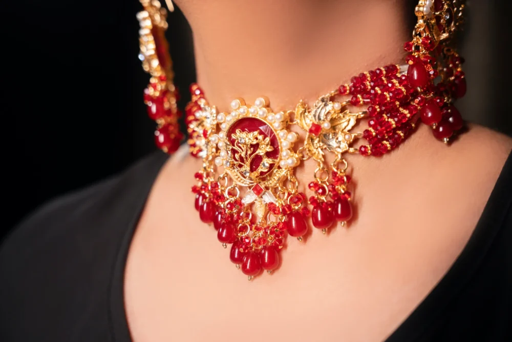 Designer Beaded Stone Choker