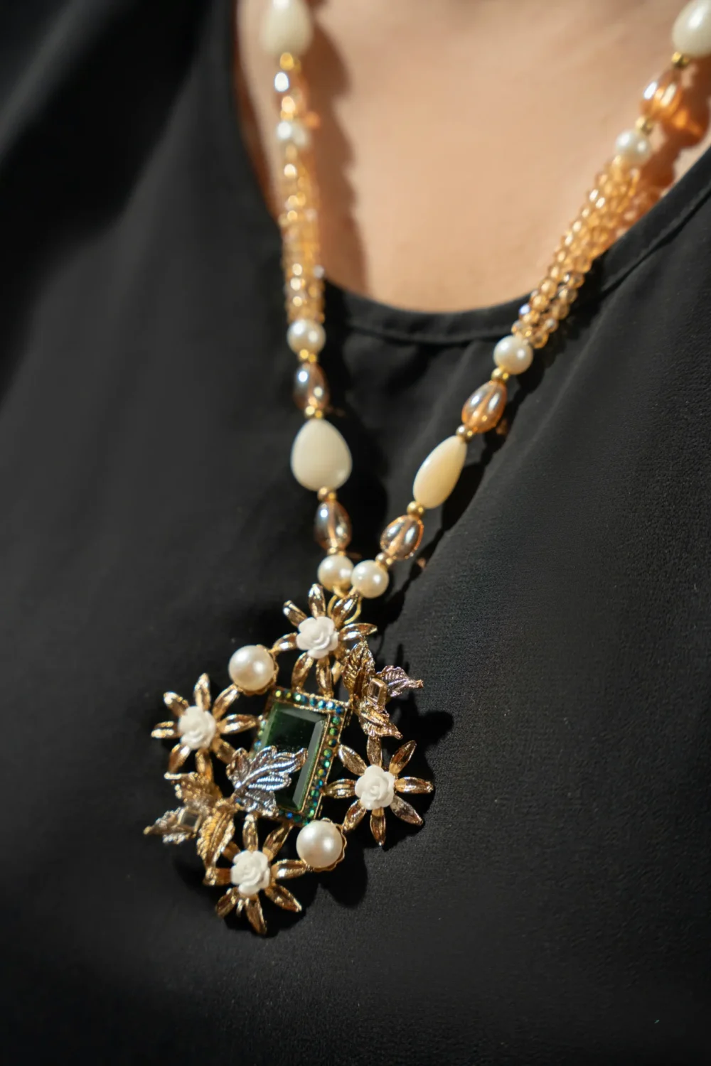 Turkish Floral Pearl and Stone Mala Set