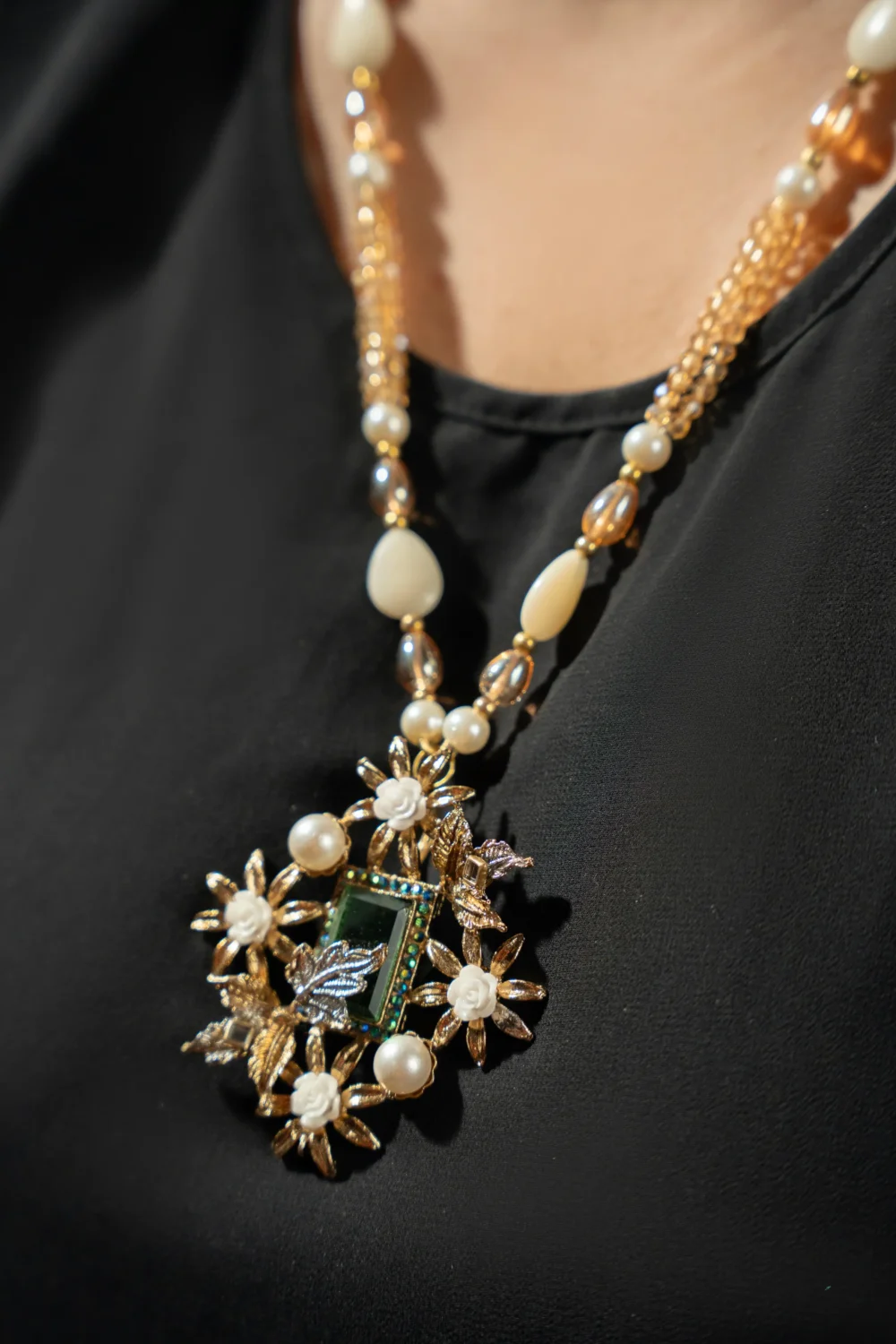 Turkish Floral Pearl and Stone Mala Set